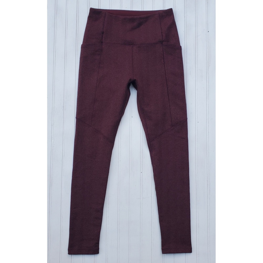 CALIA by Carrie Underwood Herringbone Leggings Burgundy Small Athleisure Autumn